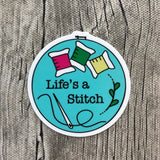 Life's A Stitch Vinyl Laptop Stickers
