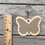 Stitchable Wooden Butterfly Keychains (Set of 3) with sample patterns