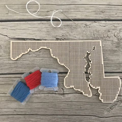 Stitchable Wooden Maryland States Silhouette