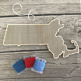 Stitchable Wooden Massachusetts States Silhouette