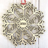 Wood "Hockeyflake" Hockey Snowflake Ornaments: 2025 or 2026 Laser Cut Christmas Wooden Tree Decor