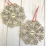 Wood "Hockeyflake" Hockey Snowflake Ornaments: 2025 or 2026 Laser Cut Christmas Wooden Tree Decor