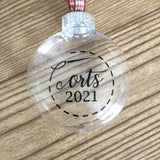 ORT Ornaments (Fill with your own threads) : Empty Personalized 2025 or 2026 Christmas Ball