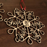 Cheerleading "Cheerflake" Snowflake Ornaments: Gift Idea for Cheer mom, coach, or entire team.  2025 or 2026 Laser Cut Christmas Word Art