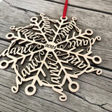 Wood "Danceflake" Dance Snowflake Ornaments : 2025 or 2026 Laser Cut Word Art Christmas Tree Decor.  Dancer coach, team, director gift idea