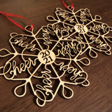 Cheerleading "Cheerflake" Snowflake Ornaments: Gift Idea for Cheer mom, coach, or entire team.  2025 or 2026 Laser Cut Christmas Word Art