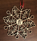 Cheerleading "Cheerflake" Snowflake Ornaments: Gift Idea for Cheer mom, coach, or entire team.  2025 or 2026 Laser Cut Christmas Word Art