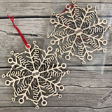 Wood "Danceflake" Dance Snowflake Ornaments : 2025 or 2026 Laser Cut Word Art Christmas Tree Decor.  Dancer coach, team, director gift idea
