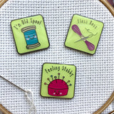 Kawaii Sewing Notions Enamel Needle Minders (Set of 3)