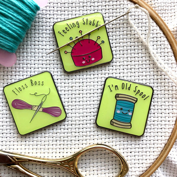 Cookie Tin Full of Sewing Notions Hard Enamel Magnetic Needle Minder –  Snarky Crafter Designs