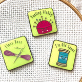 Kawaii Sewing Notions Enamel Needle Minders (Set of 3)