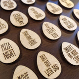 Easter Egg Tokens: 20-25 Wooden Engraved Activity and Treat Egg Filler Coupons