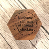 Hexagon ORT Box Engraved Thread Storage: Magnetic lidded Snarky Embroidery Cross Stitch Quilting Custom Solid Wood Scrap Floss