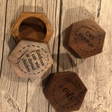 Hexagon ORT Box Engraved Thread Storage: Magnetic lidded Snarky Embroidery Cross Stitch Quilting Custom Solid Wood Scrap Floss