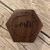 Hexagon ORT Box Engraved Thread Storage: Magnetic lidded Snarky Embroidery Cross Stitch Quilting Custom Solid Wood Scrap Floss