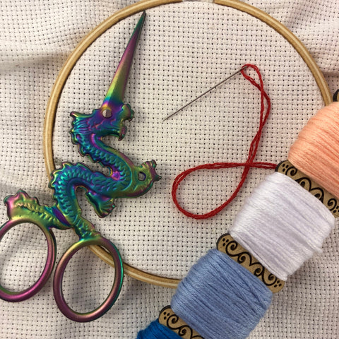 Iridescent Rainbow Dragon Embroidery Scissors
