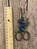 Iridescent Rainbow Dragon Embroidery Scissors