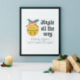 "Jingle All The Way Half Assed Jingler" Christmas Sleigh Bells Cross Stitch Pattern