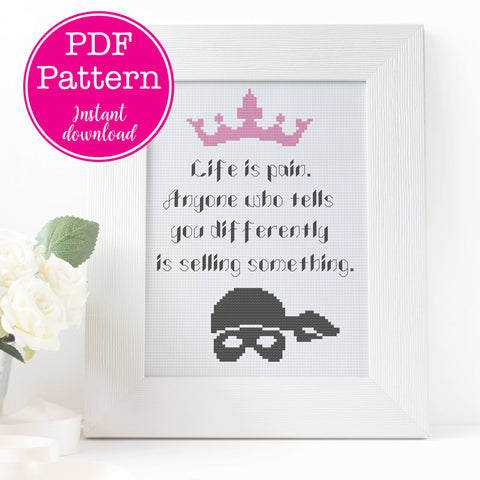 "Life is Pain"  Sampler Cross Stitch Pattern