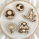 BUNDLE: Stitchable Wooden Video Game Handheld Console & Icon Needle Minder