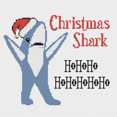 Christmas Shark Funny Holiday Cross Stitch Pattern