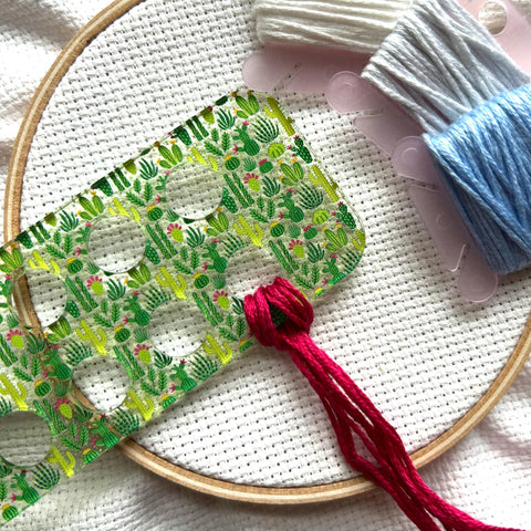 Acrylic Cactus Embroidery Floss Organizer for 20 Colors | Succulent Transparent Thread Holder
