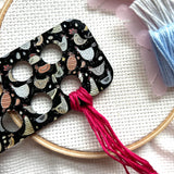 Acrylic Chickens Embroidery Floss Organizer for 20 Colors | Chicks and Cocks Thread Holder