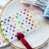 Rainbow Colored Paw Prints Embroidery Floss Organizer for 20 Colors | Cat or Dog Inspired Transparent Thread Holder
