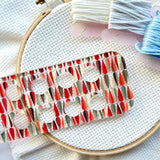 Retro Raindrops Embroidery Floss Organizer for 20 Colors | Mid Century Modern Inspired Transparent Thread Holder