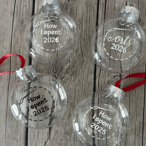 ORT Ornaments (Fill with your own threads) : Empty Personalized 2025 or 2026 Christmas Ball