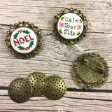 Cross Stitch or Embroidery Antique Bronze Round Brooch Blanks (Set of 3)