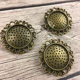 Cross Stitch or Embroidery Antique Bronze Round Brooch Blanks (Set of 3)