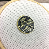 Coffee Cats Cross Stitch and Cuss Words Needle Minder  *SNARKY CRAFTER EXCLUSIVE**