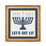 Let's Get Lit - Hanukkah Menorah Cross Stitch Pattern