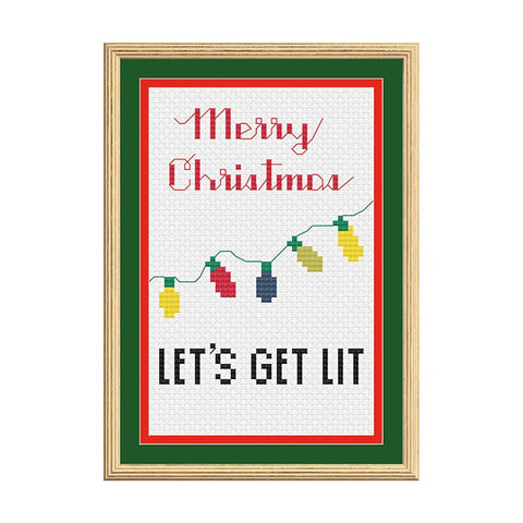 Let's Get Lit - Merry Christmas Snarky Cross Stitch Sampler
