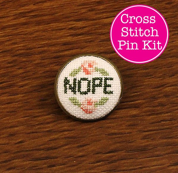 Nope Sarcastic Cross Stitch Brooch Kit