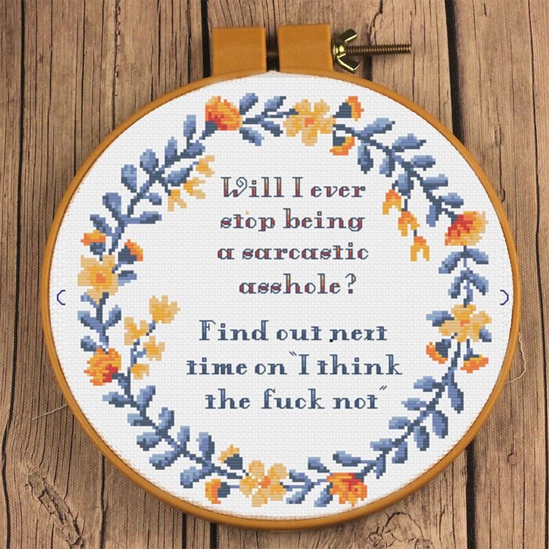 Will I ever stop being a sarcastic asshole? Find out next time on I think the f-ck not" snarky cross stitch pattern