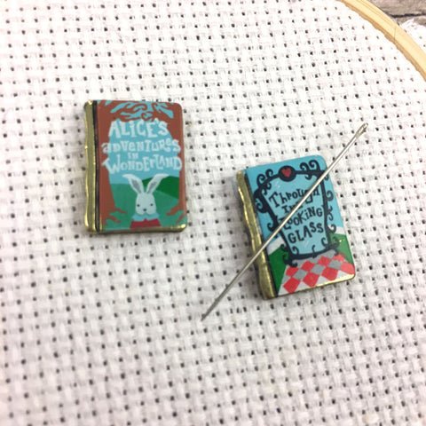 Through the Looking Glass & Alice Wonderland Mini Book Needle Minders