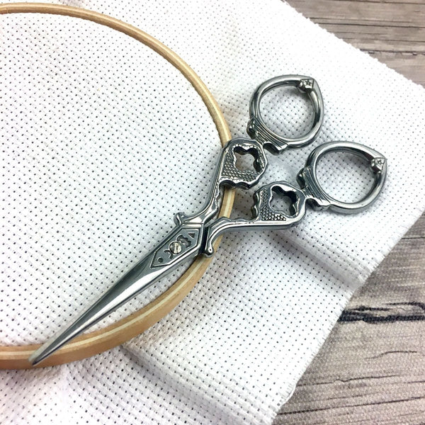 Antique Vintage Inspired Silver Cross Stitch Scissors – Snarky Crafter  Designs
