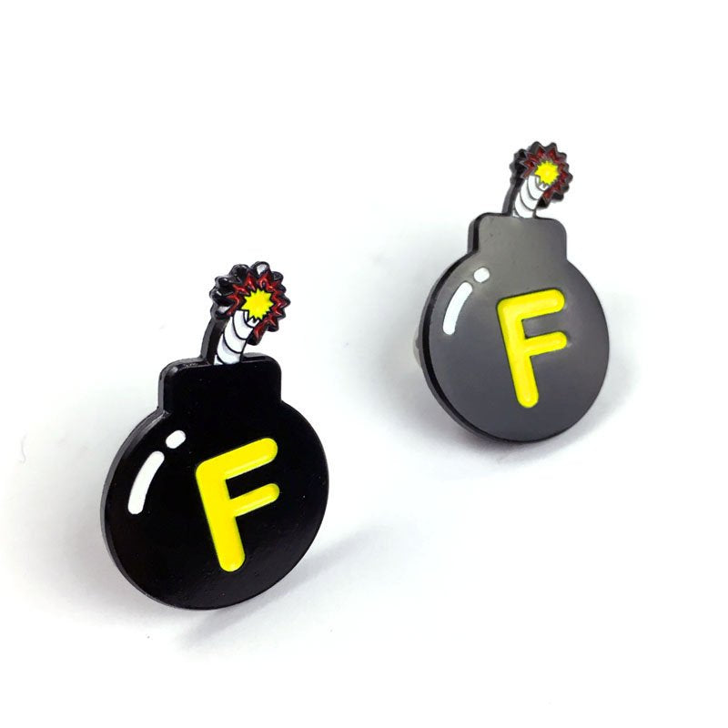 Fould Pin F Bomb Enamel Pin | Naughty F word Lapel Pin | Black Round f-bomb funn ...