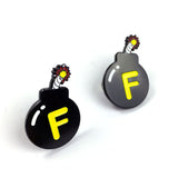 F Bomb Enamel Pin | Naughty F word Lapel Pin | Black Round f-bomb funny brooch |  Snarky Dropping F Bombs