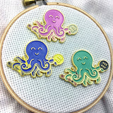 Stitching Octopus Magnetic Enamel Needle Minder