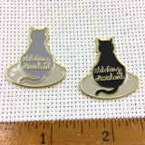 Stitching Assistant Kitty Enamel Pin | Cat Lover Lapel Pin | Orange White Black Grey Cat Sitting on Hoop Soft Enamel Brooch