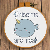 Unicorns are real Cute Narwhal Cross Stitch Pattern | Narwhale- Unicorn of the Sea Cross Stitch Design | Fat Adorable Whale XStitch