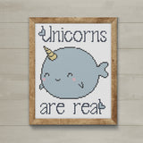 Unicorns are real Cute Narwhal Cross Stitch Pattern | Narwhale- Unicorn of the Sea Cross Stitch Design | Fat Adorable Whale XStitch
