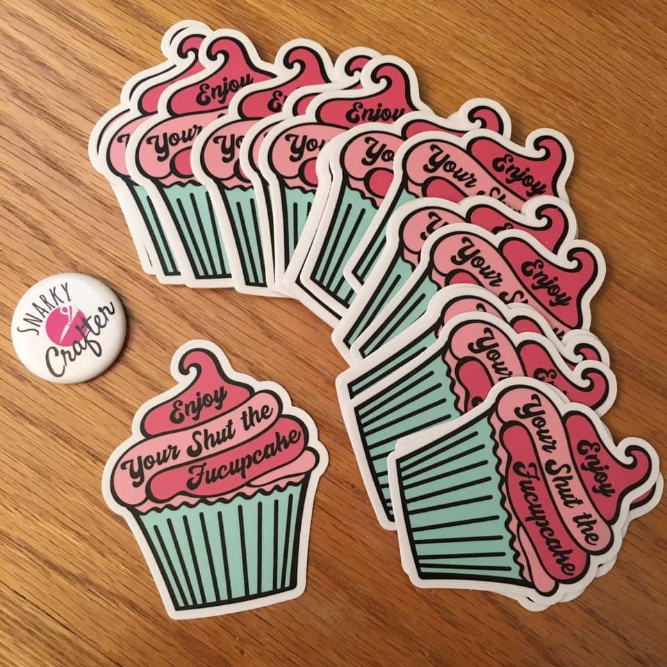 Enjoy your shut the fucupcake Laptop Stickers | Fuck Off Cupcake Vinyl Decals | Snarky Sarcastic and Rude Adhesive Self Stick Labels