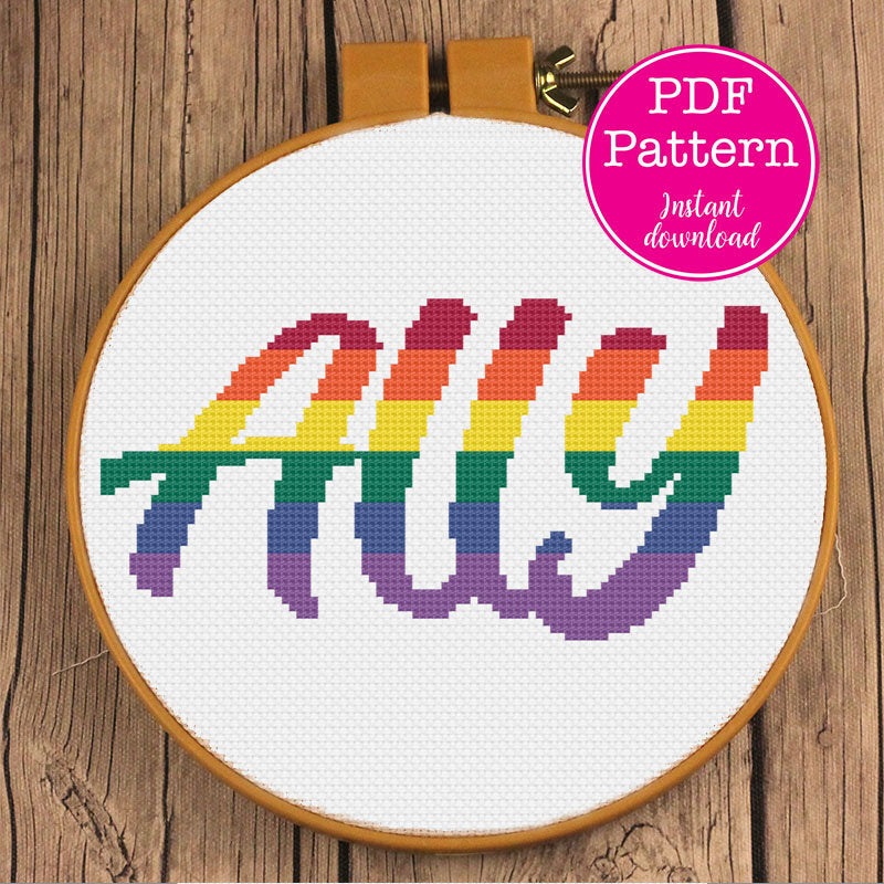 Rainbow Ally LGBT Supporter Cross Stitch Pattern