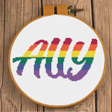 Rainbow Ally LGBT Supporter Cross Stitch Pattern