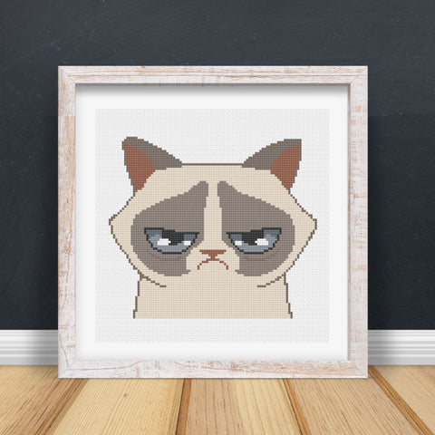 Grumpy Cat Portrait Cross Stitch Pattern