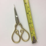 Snake Embroidery Scissors | Gold Serpent Cross Stitch Sewing Scissors | Coiled Snake Brass Fine Point Scissors | Viper Snips